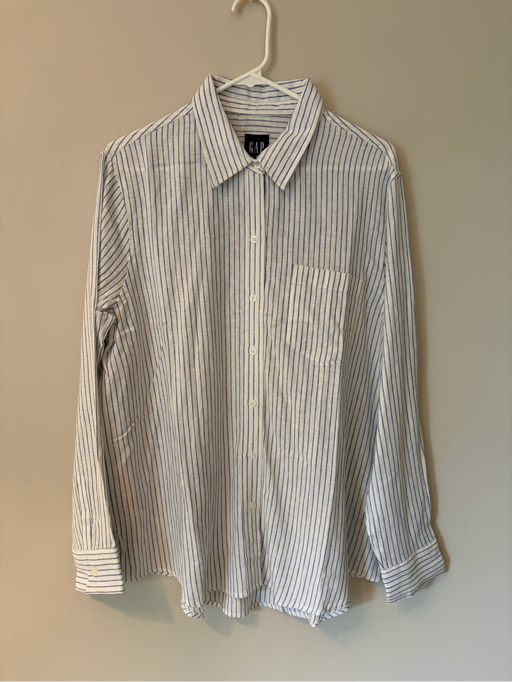 GAP White & Blue Stripe Button-Up Shirt